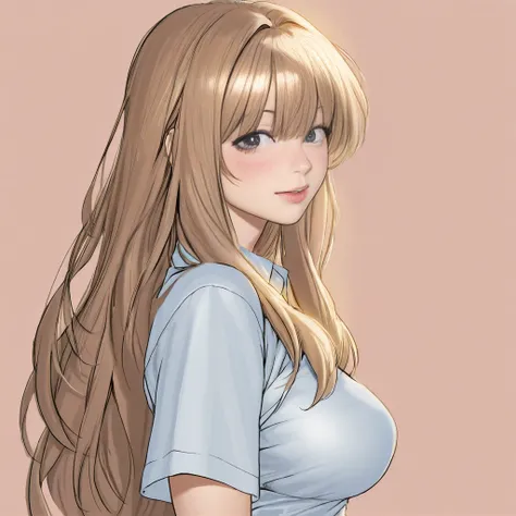 Solo, Long Hair, Blush, HD, Best Quality, Large breasts, Open Mouth, From Behind, Bokeh, Anime, 