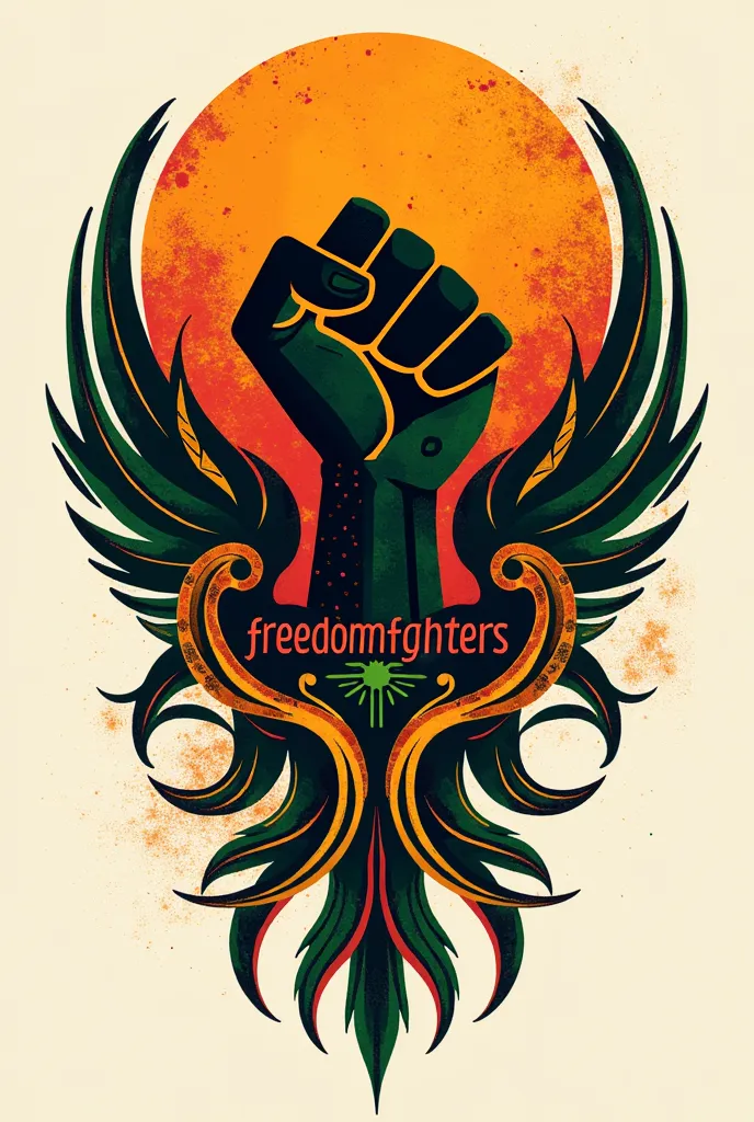 Logo style africain "FreedomFghters" pour t-shirt sans arrière plan . Style Reggae 