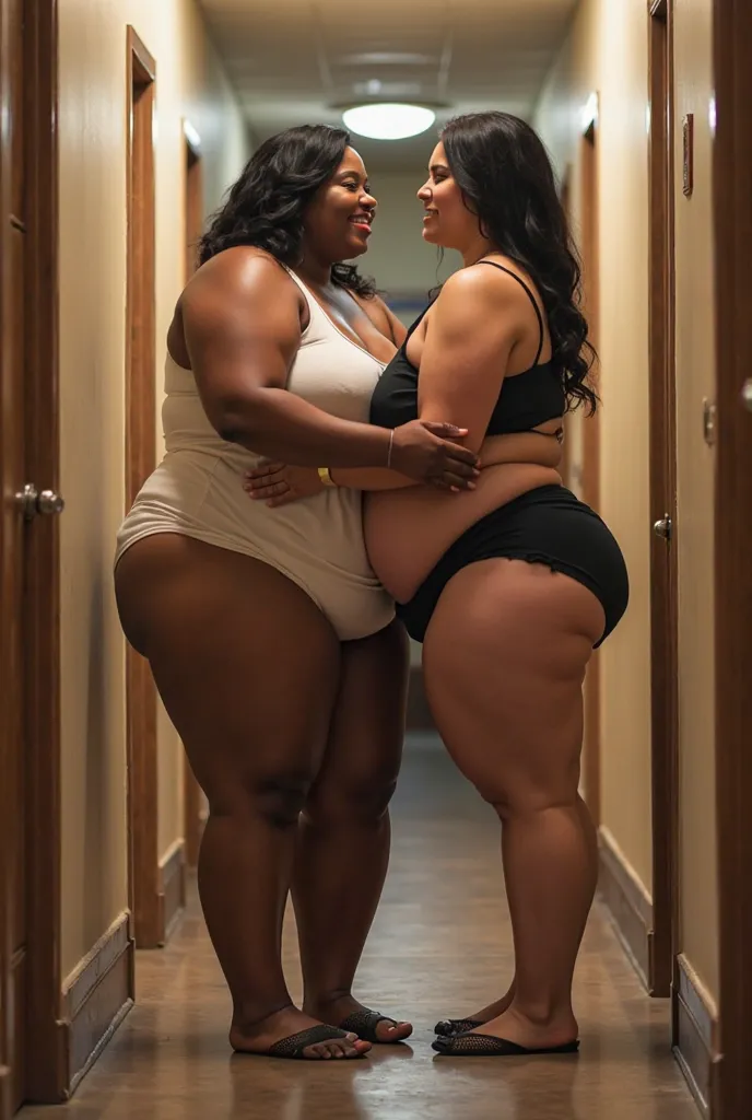 ssbSSBBW, Fat woman, huge belly, huge butt, obese, fat, overweight, gigantic, huge woman, obese woman, tall woman, Alley, watching, smile, huge belly, huge butt, hugging, young, 2women, size difference, fat woman taller, realistic, photography, giant, woma...