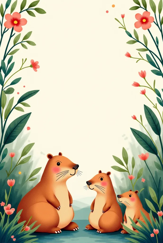 Zoé's birthday invitation card on March 8 with capybaras theme