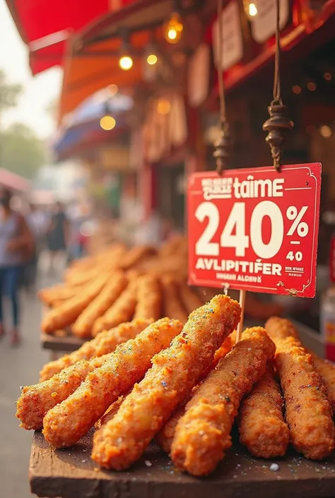 Promotional sale of pork snacks for 40 pesos and offer of 2x70 pesos,The place is called Bongleland,I want it eye-catching and adds that it is only for this purpose