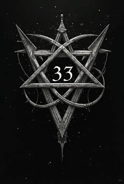 An inverted pentagram with the name Joe Cesare and the number 33 in the center