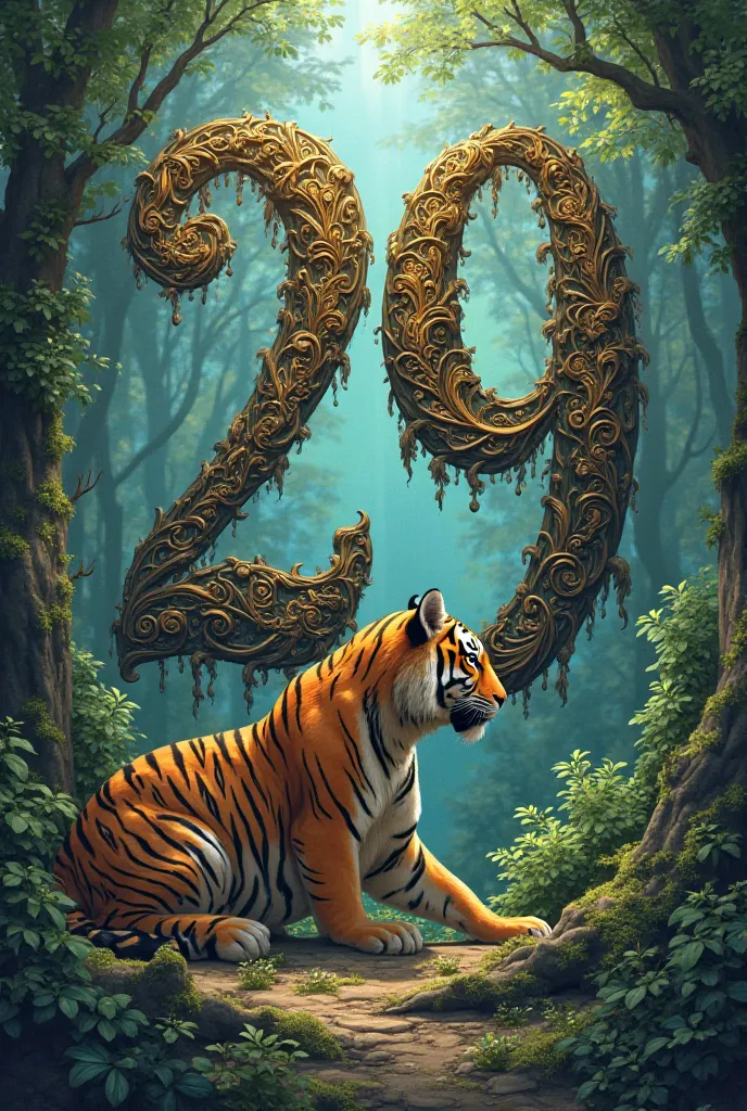 Letters that say LEVEL 29 and a tiger in the background 