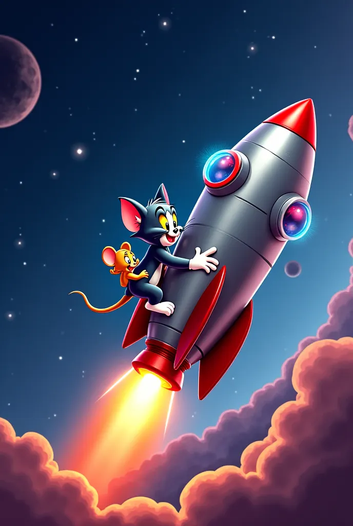 Tom and jerry on a rocket
