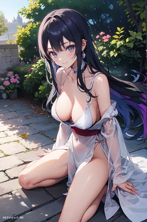 anime, comics, sword art online,Asuna Yuki,Beautiful Girl,  sexy, mature,  dancer,   dancer,   dancer,  Arabian, Aladdin,  Slim waist, Big Breasts, Glossy Hair, The Palace's Hidden Garden, The scent of flowers drifts, 白とゴールドの Arabian衣装, Dance gracefully on...