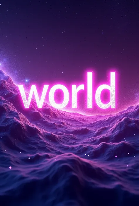 Purple background with realistic purple galaxy effects, with highlighted text  "world"