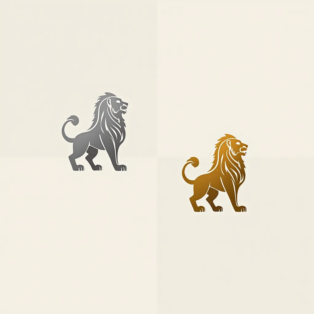 Give me a silver Lion logo and a gold one that is 
minimalist 