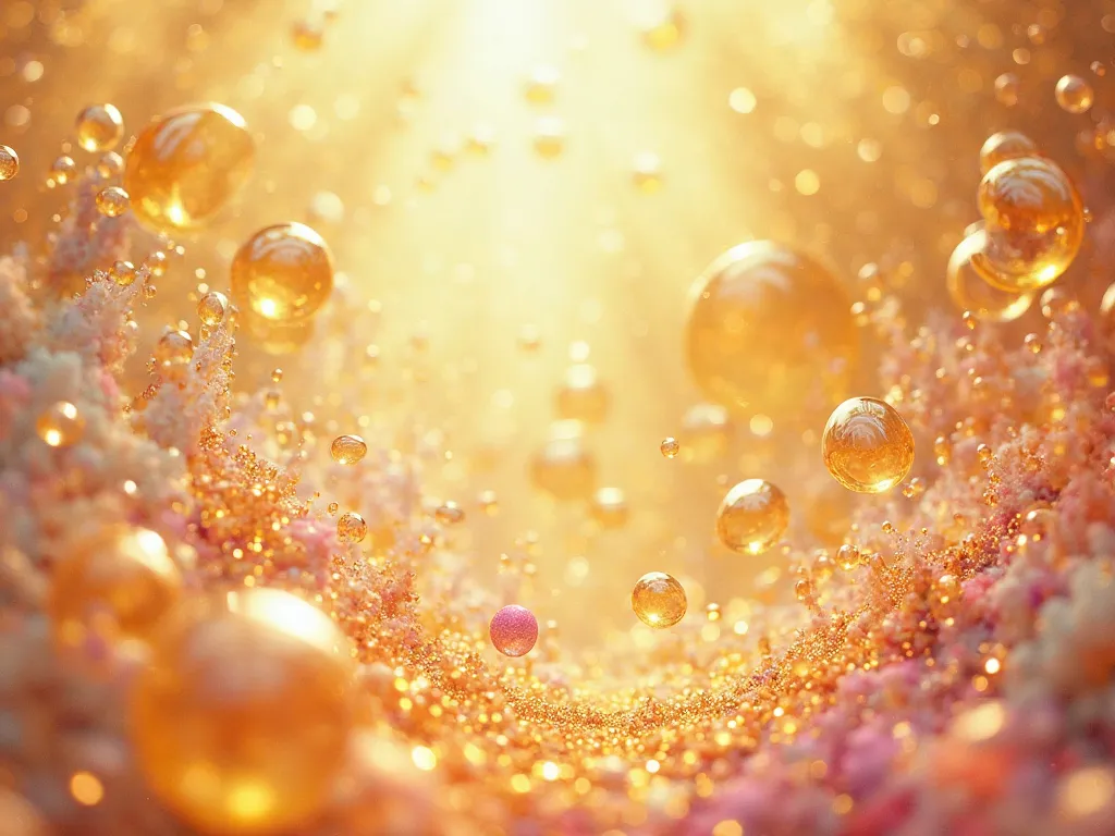 Golden bubbles and splashes、 Copy Space 