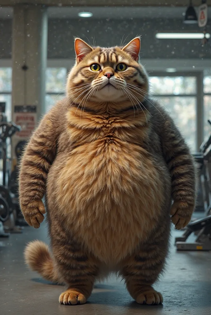 Ce gros chat décide d’aller à la salle de musculation pour maigrir 