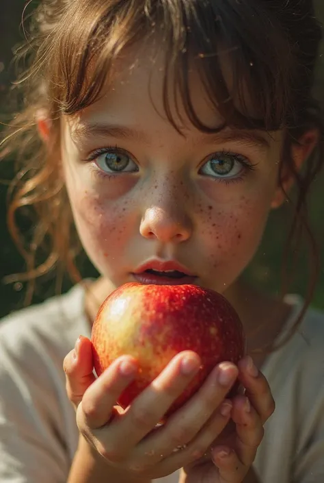 My eyes are fixed on the apple bitten in my hand. The juice flows through my fingers as I swallow the sweet piece. The air around me becomes denser, and a cold wind sweeps through my skin. I look around and realize that the garden is no longer the same — t...