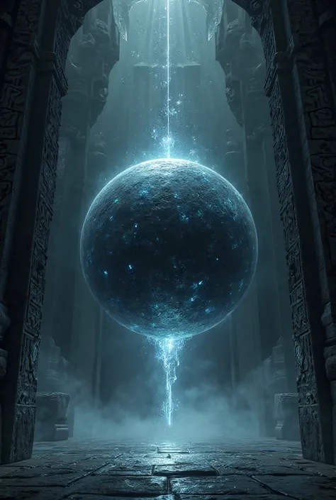 Black glowing sphere, inner space of the obsidian temple