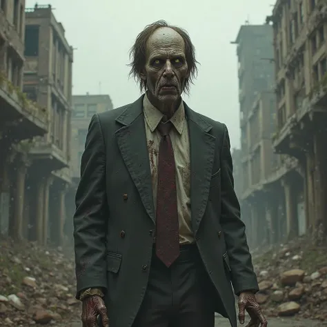 Zombie man with brown hair in a suit 