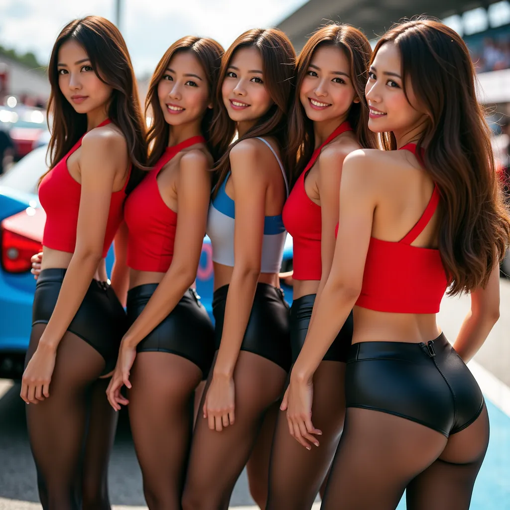 (all wear waist-length black pantyhose all the time:999.9)
(Group  photos with everyone behind:99.9)
(back view of women wearing black pantyhose:99.9)
( Japanese女性:669.1)
all wear colorful race queen clothes
(Super High Legs:99.9)
(Ｔback:369.1)

(All staff...