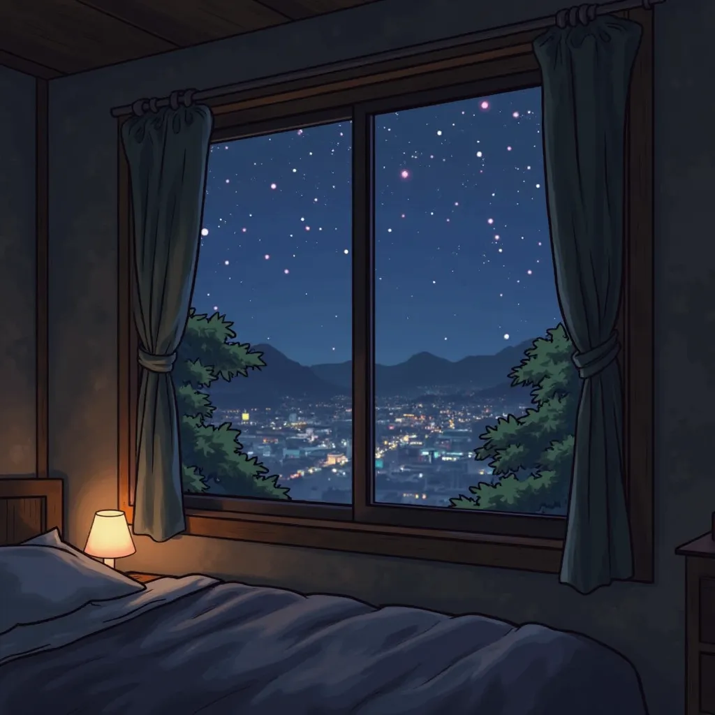 Window、Japanese-style room、hostel、nature、 night view、 dark、 Tourist attractions