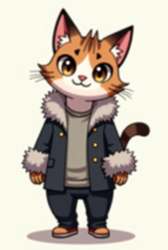 A character wearing a male cat's ear suit looking at the anime camera