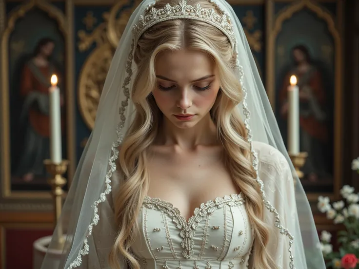 Germanic girl,  Wedding also called Protestant , Northern Europe, Scandinavian, Religious Iconic Style, Raffaello Santi style