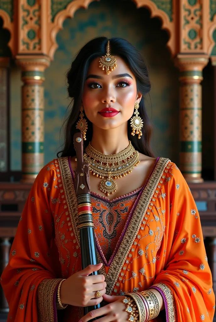 A Pakistani female singer with instruments 