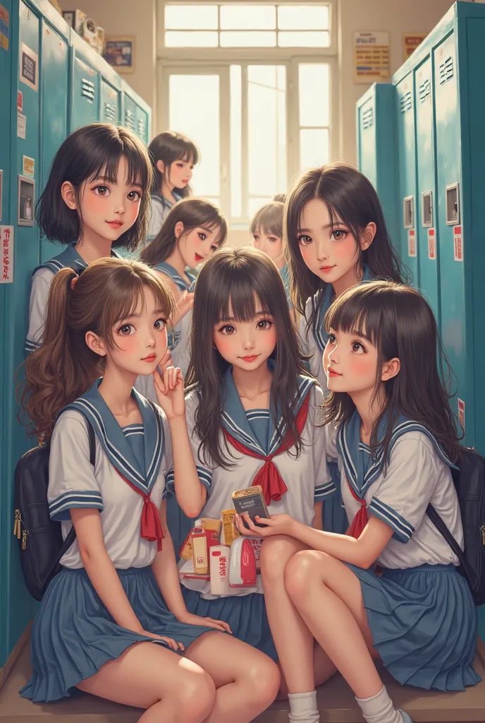 A kpop realistic album with SEVEN REALISTIC girls called "Finally!" with a "finally today's class is over" school concept