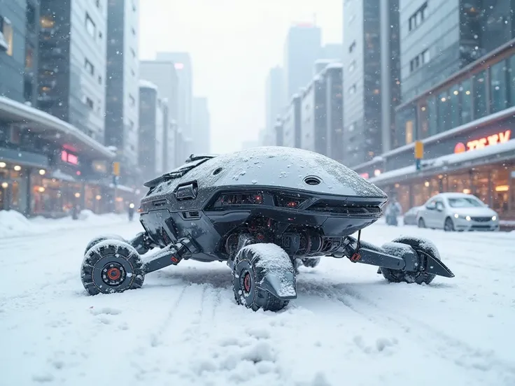 a futuristic snow removal drone