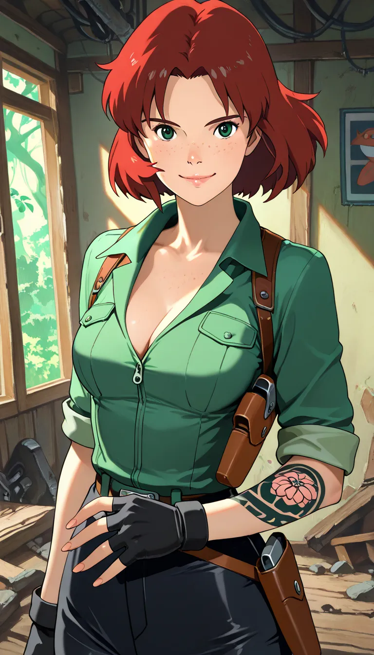 (1girl,NM_Carry_VH), (extremely detailed CG unit 8k wallpaper),(master part), (best quality), (ultra detail), (best illustration),(ghibli_style), cowboy shot, dutch angle, standing, facing viewer, looking at viewer, perfect face, perfect eyes, perfect fing...