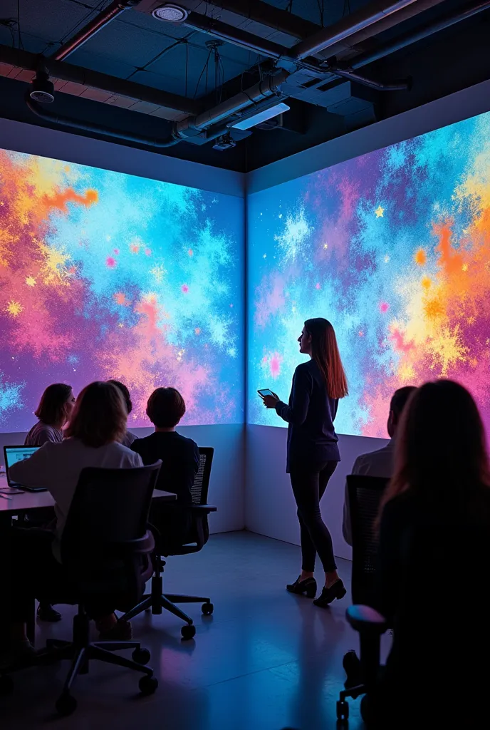 Idea-Activated Walls, the office walls transform into interactive displays that respond to brainstorming intensity. As the discussion grows more passionate, the walls display vibrant visuals, shifting colors, and dynamic patterns that reflect the mood and ...