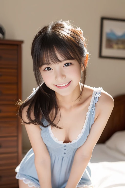 (((masterpiece))), (((cowboy shot, cute smiles )))， (Japanese,  INNOCENT EXPRESSION，cute girl) ，(super high definition, realistic, very detailedな, 8k,Highest quality, very detailed, detailed background),(slender figure，flat chest,small breasts,とても美しいJapane...