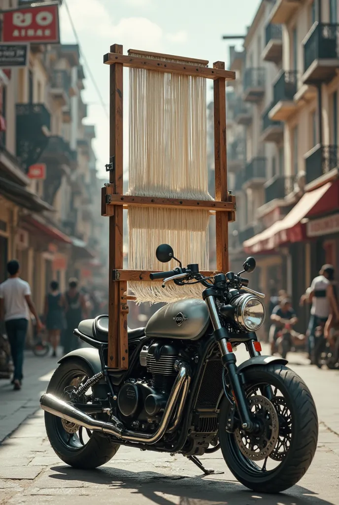 Create a loom on top of a motorcycle 