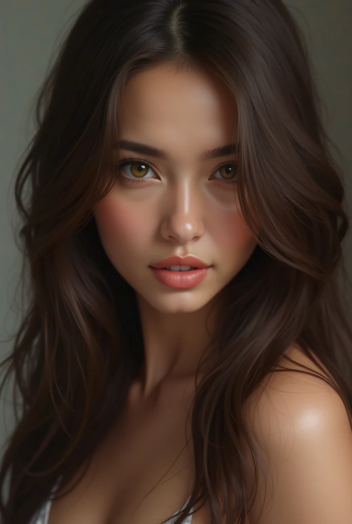 Create template brunette  ,long straight hair , Sensual