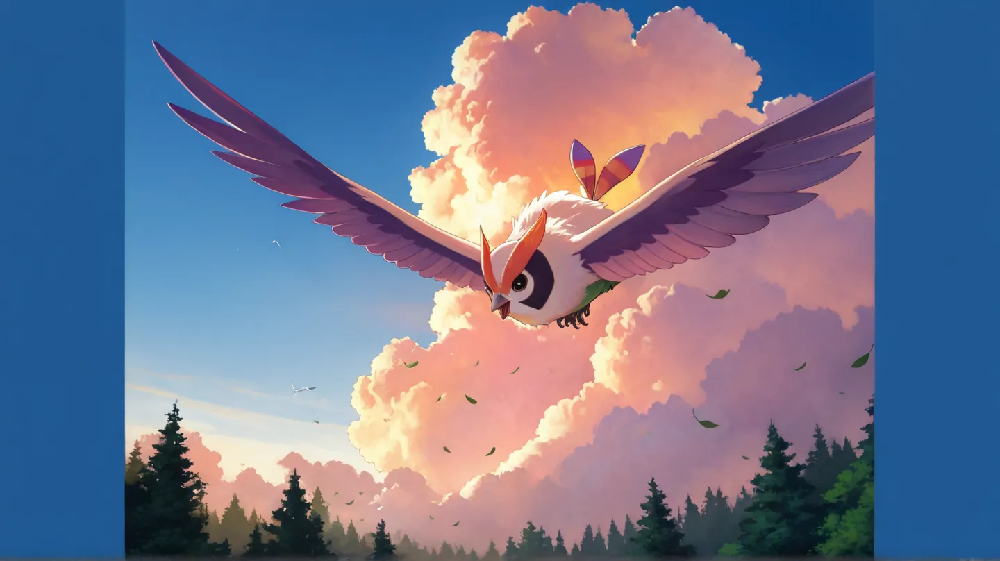 center, ave, centruna ave en el center de un paisaje hermoso, realistic bird, detailed feathers, bright eyes, Sharp beak, perched on a branch,  blue sky, fluffy clouds, Golden light,  green forest clothing, gently moving leaves, 4k, ultra detailed, oil pai...