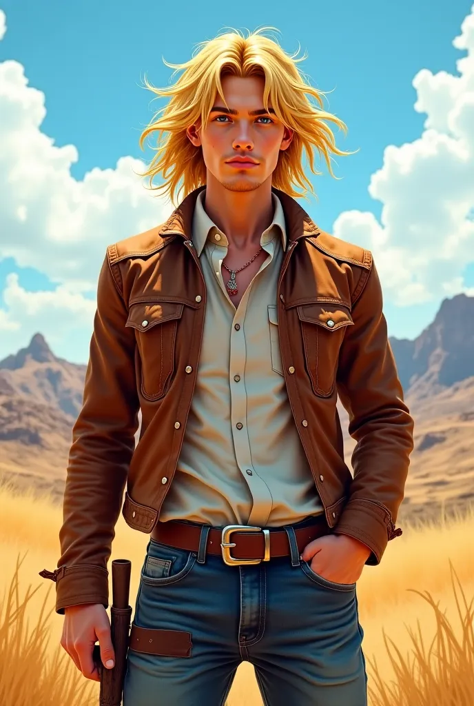 Make this cowboy with long blond hair younger