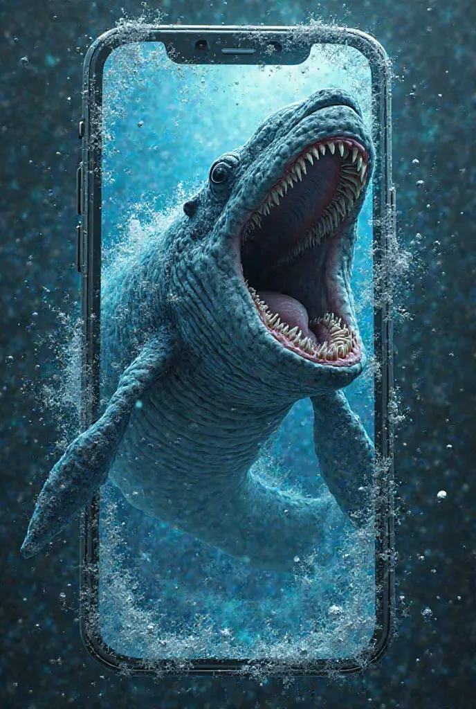 An angry whale inside a phone 