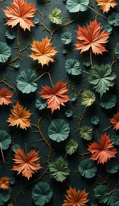 3D leaves pattern on dark background