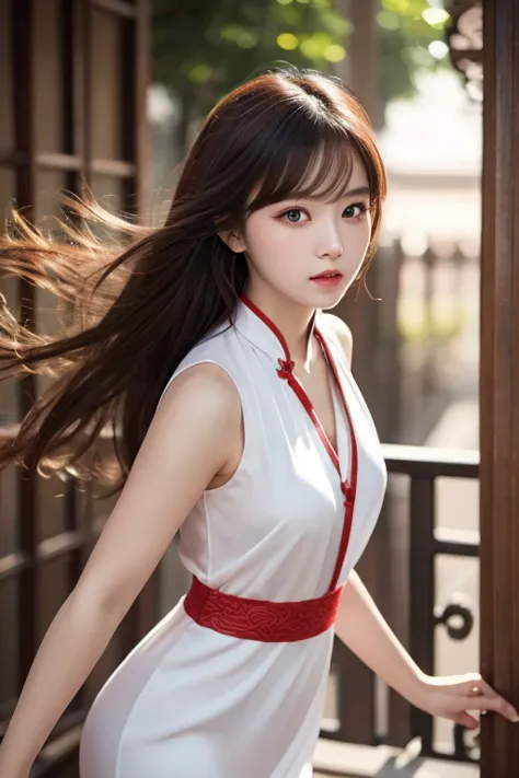  top quality , masterpiece,  high resolution,  1 girl,  china dress,  super gorgeous face , Super gorgeous eyes,  Super Gorgeous Hair , Kung fu fighting