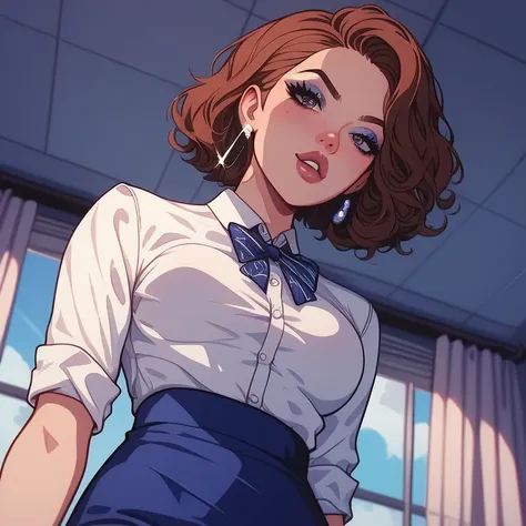 Josephine is a Japanese American young woman turning twenty‐five. She has short brown hair, dark eyes, and a slight body.

She is seen wearing a blue business blazer curved at the waist, with a white shirt below. A pencil skirt in the same tone completes t...