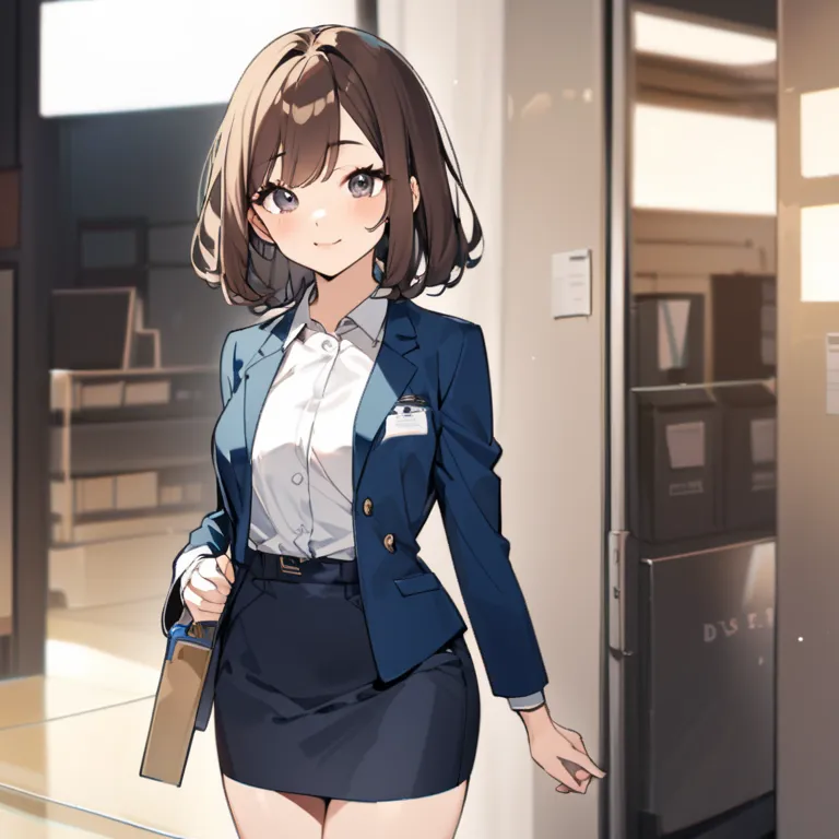 Josephine is a Japanese American young woman turning twenty‐five. She has short brown hair, dark eyes, and a slight body.

She is seen wearing a blue business blazer curved at the waist, with a white shirt below. A pencil skirt in the same tone completes t...