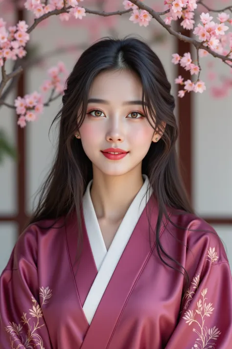 super realistic photo beautiful young Korean woman、long straight hair , smiling gently at the audience,  壮麗な白いダイヤモンドのヘッドドレスが彼女の頭を飾る, exhaustive,  gently emitting pearlescent light .   beautiful red lip makeup . Wear a luxurious traditional Chinese hanfu  o...