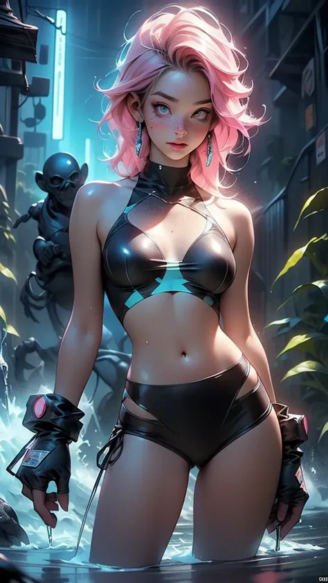 sporty girl,(((1girl))),((girl with bubblegum pink hair and freckles,extremely cute and gorgeous)),

(large breasts:1.4),saggy breasts,(((bubblegum pink hair:1.35,straight hair,long hair:1.4,colored inner hair,ear breathing))),((heterochromia:1.5, (pink_ey...