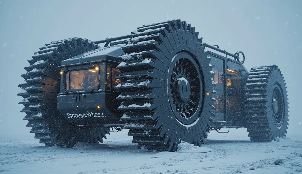 *"Create an absolutely massive, futuristic Antarctic Snow Cruiser, towering as high as a 50-60-story building. The vehicle should resemble a moving fortress, built to conquer the most extreme Arctic and Antarctic conditions.

The most striking feature is i...