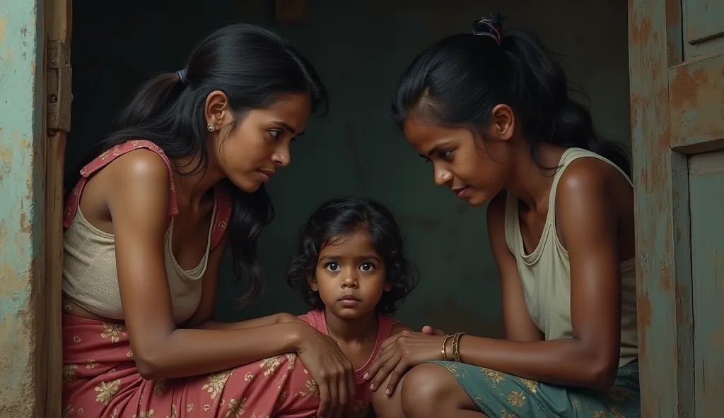 poor sri lankan family mother and father with only one lovely little daughter, discusion day earn some money for their suffer ,mother decide to go town as bitch