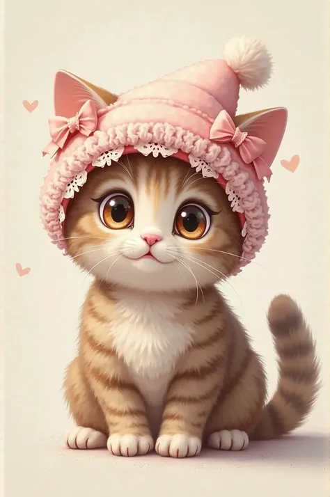 An image of a tabby cat wearing a cap that says LOLITA 💕