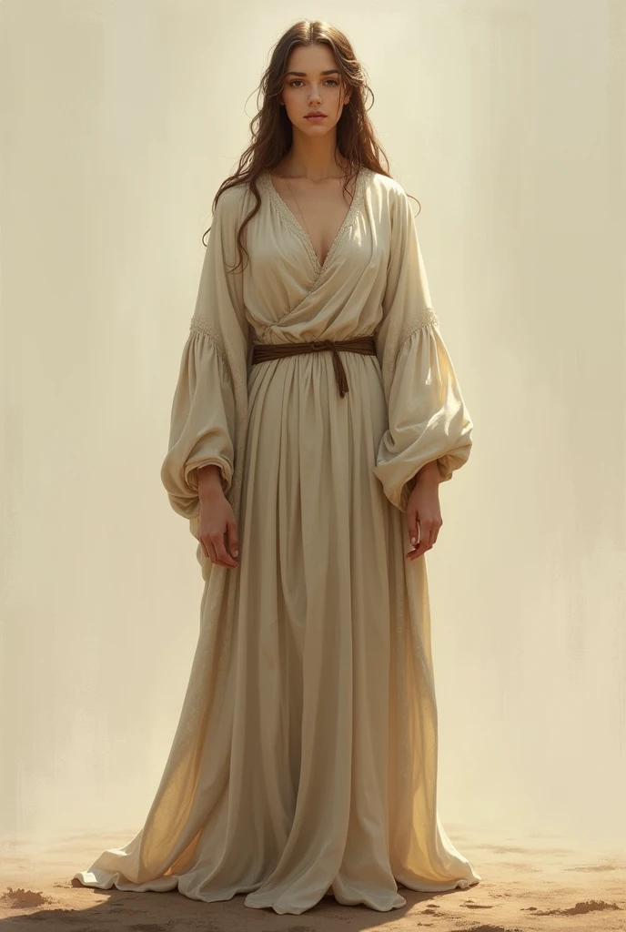 I would like a drawing for ren of a female biblical character, That she has no ornaments in her hair or earrings or rings and especially that she has old Jewish clothing