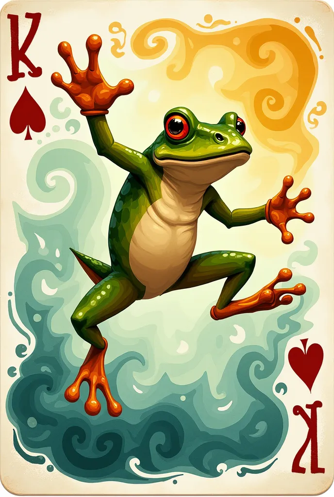 a play card with a frog jump