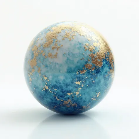 Make a planet of blue, gold and white, just the planet on a white background