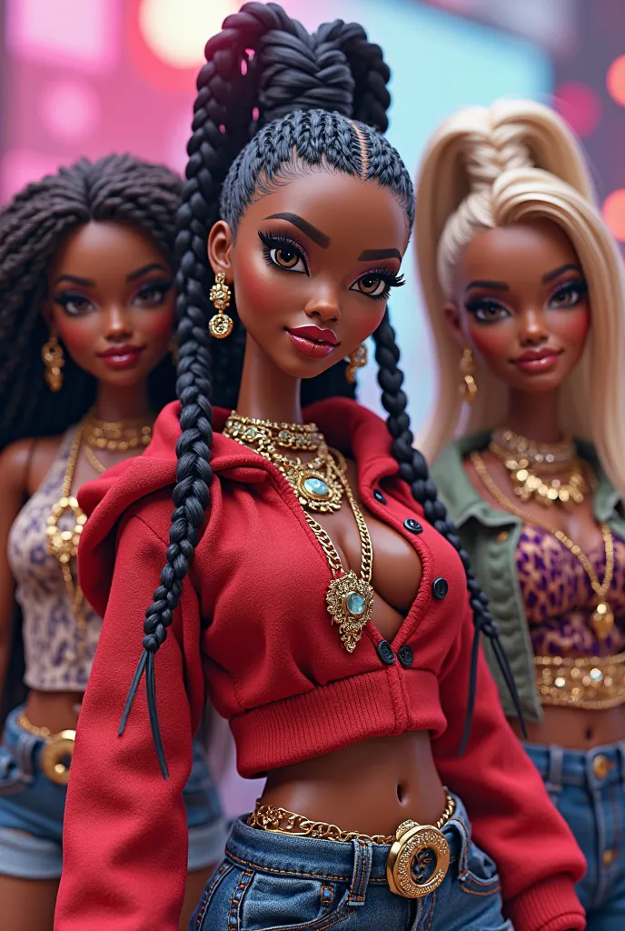 Bratz with braided hair and dressed as a rapper