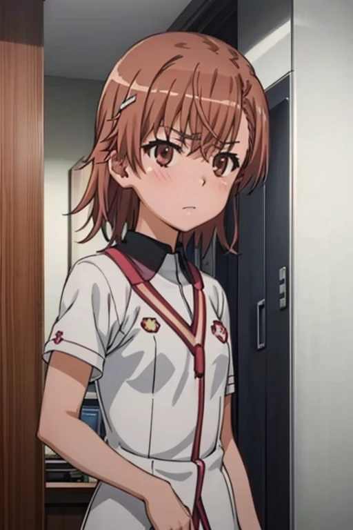 Mikoto misaka.、A Certain Scientific Railgun、girl、Small breasts、whole body,blush,best quality,