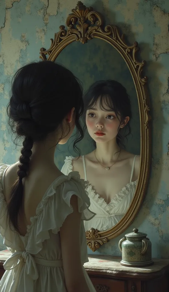 Sofia Seria finds herself looking at herself with an antique mirror in her blurry little apartment. 