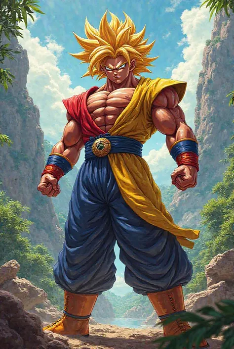 Saiyan wearing a costume in the colors of Venezuela