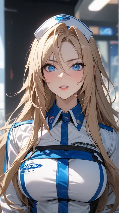 걸작 , Modern, Verism, 걸작,  Details  ,  top quality , 4K ,(( adult face)), [female, wearing a white robe ,Mature [female アメスク Rubia ojos azules 
Cabello azul, American shot ,  long hair ,  big boobs ,  blue eyes ,race_Queen Nurse Sexy Ford Mustang 걸작 , Moder...