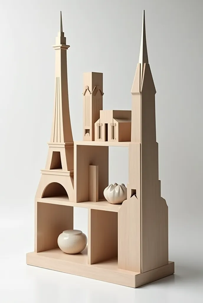 design How about a bookcase themed to the Universal Exhibitions?

Idea: Expo Universal Bookcase

Two support pieces shaped like icons from the:

Torre Eiffel (Paris, 1889)

Crystal Palace (London, 1851)

Barcelona Pavilion (1929) (can be a third piece or a...