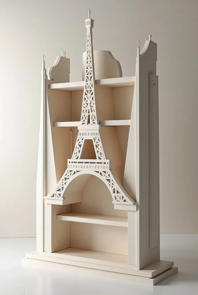 design How about a bookcase themed to the Universal Exhibitions?

Idea: Expo Universal Bookcase

Two support pieces shaped like icons from the:

Torre Eiffel (Paris, 1889)

Crystal Palace (London, 1851)

Barcelona Pavilion (1929) (can be a third piece or a...